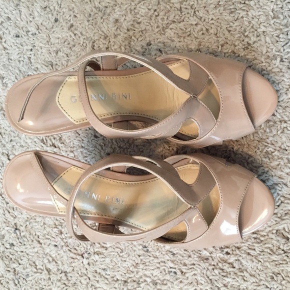 Gianni Bini Shoes - Gianni Bini nude patent leather wedges